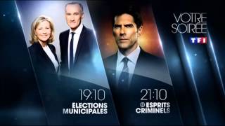 Ba Election Municipale 19h10  Esprits Criminel 21h10  LAmour Sans Preavis ce soir HD1 TF1 [upl. by Enoch]