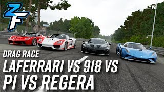 LaFerrari vs 918 vs P1 vs Regera Drag Race  Forza Motorsport 7 [upl. by Wolpert399]