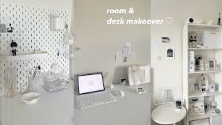 Room and desk makeover ☆ aesthetic pinterest inspired￼ minimalist daiso kpop acubi stationary [upl. by Clie]