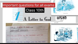 Class 10th  Important Questions Of Ch 1 A Letter To God For All Exams [upl. by Eltotsira]