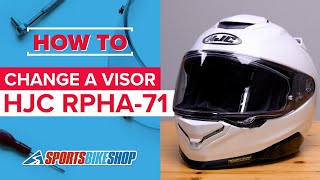 How to change a visor HJC RPHA71 motorcycle helmet [upl. by Ahsenahs866]