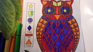 🔴color by shape in the owl 🦉 no talkingASMR [upl. by Adrea]