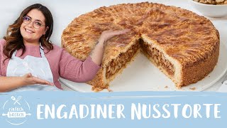 Bündner Nusstorte  Engadiner Nusstorte  Nusskuchen mit Walnüssen 😍🤫 I Einfach Backen [upl. by Berna]