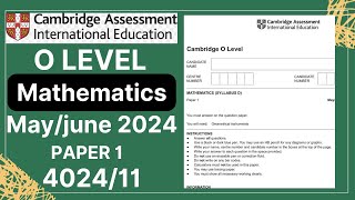 O Level Maths D Paper 1 MayJune 2024  402411  Solved [upl. by Elac]