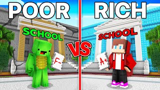 JJ Rich School vs Mikey Poor School  Maizen Minecraft Animation [upl. by Bartholomew]