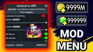 Survivorio MOD MENU APK V92024 Unlimited Gems Money amp Energy XP Boost No Reload God Mode [upl. by Baird]