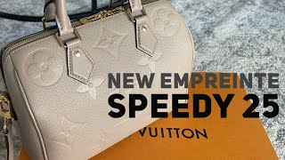 NEW LOUIS VUITTON SPEEDY BANDOULIERE 25 EMPREINTE TURTLEDOVE [upl. by Latia329]