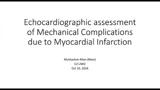 Echocardiographic Assessment of Mechanical Complications Due to Myocardial Infarction [upl. by Ecinahs]