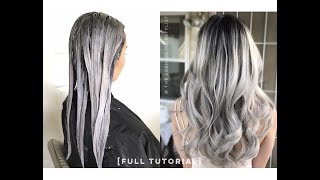 FULL TUTORIAL how to babylights balayage on blackdark hair  bleach wash  color melt tone [upl. by Eyar968]