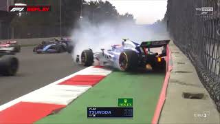 ❗️Big Crash in Mexico GP 2024❗️  Yuki Tsunoda an Alexander Albon Crash [upl. by Wexler]