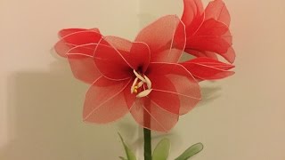 How to make nylon stocking flowers  Amaryllis [upl. by Tullus226]