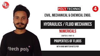 Hydraulics amp Fluid Mechanics  Lecture4  Numerical Questions on properties of fluids  Polytechnic [upl. by Ahseined]