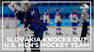 Slovakia knocks out US mens hockey from tournament at Winter Olympics [upl. by Airdnahs]