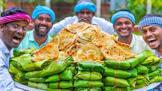 KIZHI PAROTTA  Banana Leaf Parotta Recipe Cooking In Village  Soft Layered Mutton Kizhi Parotta [upl. by Rains]