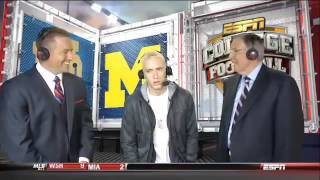 Eminem TROLLING During Halftime Interview  Notre Dame Vs Michigan [upl. by Akenahc]