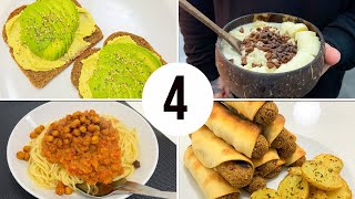 4 COMIDAS VEGANAS ECONÓMICAS para el día  Deliciosas 4K [upl. by Idner935]