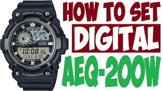 Setting digital time on Casio AEQ200W manual 5472 [upl. by Summons865]