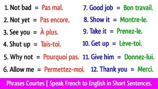 Parler Anglais avec des Phrases courtes  Speak French to English in Short Sentences [upl. by Notgnilra]