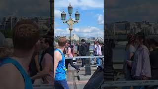 London 10K 24 Bagpipes on Westminster Bridge [upl. by Ovida958]