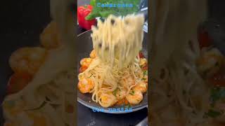 camarones con pasta ricos shortsyoutube camarones recetasfaciles [upl. by Hanauq221]