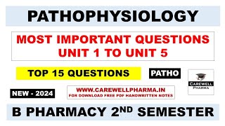 Pathophysiology b pharm 2nd semester important questions  Carewell pharma [upl. by Reteid994]