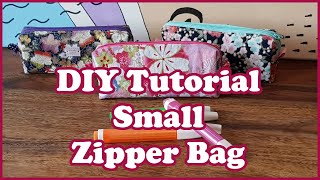 DIY Tutorial Easy Small Zipper Bag  Kleines Mäppchen leicht zu nähen [upl. by Ihsakat]