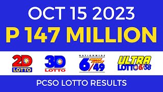 Lotto Result October 15 2023 9pm PCSO [upl. by Pang]