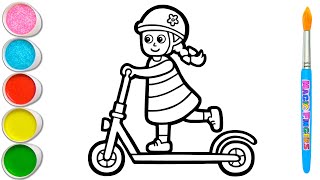 Scooter Drawing Painting Coloring for Kids amp Toddlers  How to Draw Paint Basics 238 [upl. by Perzan]