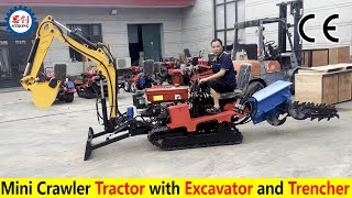 Mini Crawler Tractor with Excavator and Chain Trencher [upl. by Selimah368]