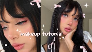 Glittery Dolly Makeup tutorial ⊹ ᡣ𐭩 🎀 douyin inspired [upl. by Jordison]