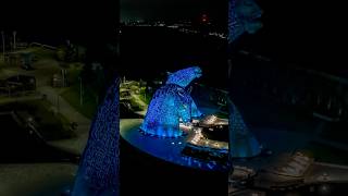 The famous Falkirk Kelpies at night 🐴🐴 kelpies thekelpies falkirk scotland drone [upl. by Publias720]