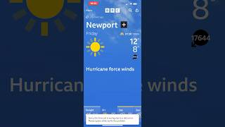 BBC WEATHER APP GOES CRAZY FORECASTING HURRICANE FORCE WINDS OF 17644 MPH IN NEWPORT AND WEYMOUTH 😮 [upl. by Bough]