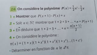 polynômes  exercice 24 page 74 du manuel étincelle TCSF [upl. by Neelrak]