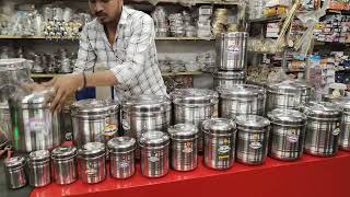 stainless steel dibba set for kitchen steel container with lid capacity 200 GMS to 25 kgs [upl. by Etom]