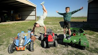 Playing with Tractors and Kids Tank on the farm compilation  Tractors for kids [upl. by Attenod]