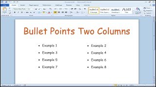 How to create bullet points in two columns Microsoft Word [upl. by Weidner]