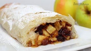 STRUDEL de MANZANA con Masa Filo fácil rápido y con mucho relleno [upl. by Hallerson]