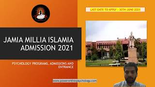 Jamia Millia Islamia Admission 2021 Last Date30 June BAMAAdvance Diploma Counselling Psychology [upl. by Shlomo]