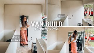 VAN BUILD DIARIES  WEEK 21 Dividing Wall Pocket Door Shower amp more [upl. by Emyam603]