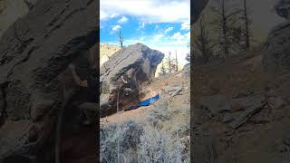 Barely Right V4  Beggars and Hangers On Boulder  Cody WY Highway Boulders [upl. by Bilicki500]