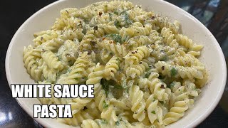 White Sauce Pasta Recipe  Creamy Cheese Pasta with Spinach  How to Make White Sauce Pasta [upl. by Zondra]