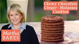 Martha Stewarts Chewy Chocolate GingerMolasses Cookies  Martha Bakes Recipes [upl. by Anahpos]