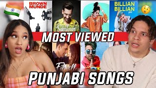 What in the Latin vibe Latinos react to The Top 50 Most Viewed Punjabi Songs On YouTube [upl. by Meikah]