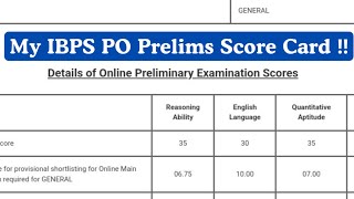 My IBPS PO Prelims Score Card 🙃‼️ Pink Speaks [upl. by Eiryk967]