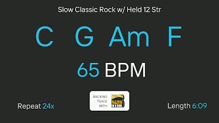 C G Am F at 65 bpm  Easy Play Along  Slow Classic Rock  Backing Track [upl. by Airreis185]