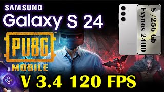 PUBG Mobile V34 120 FPS Samsung Galaxy S24 Gameplay Test  Exynos 2400  8GB 256 GB [upl. by Hershel]