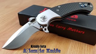 KRUDO IOTA FRAMELOCK CARBON FIBER HANDLE 9CR18MOV STAINLESS FOLDING KNIFE 232 [upl. by Imre133]