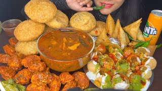 ASMR EATING KACHORIALOO SABZIDAHIPURISAMOSASCHEZWAN MOMO EATING SHOW [upl. by Ahsiea]