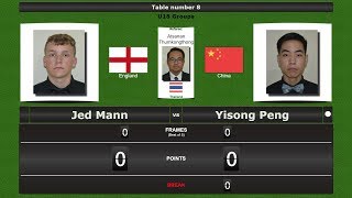 Snooker U18 Groups  Jed Mann vs Yisong Peng [upl. by Eiliak]