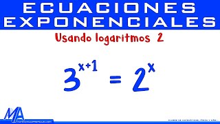 Resolver ecuaciones exponenciales con logaritmos  Ejemplo 2 [upl. by Colly]